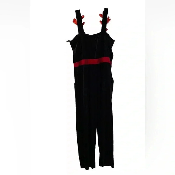 No Boundaries Velvet Reindeer Jumpsuit Black Size XXL (19 Juniors) Christmas - Picture 8 of 8